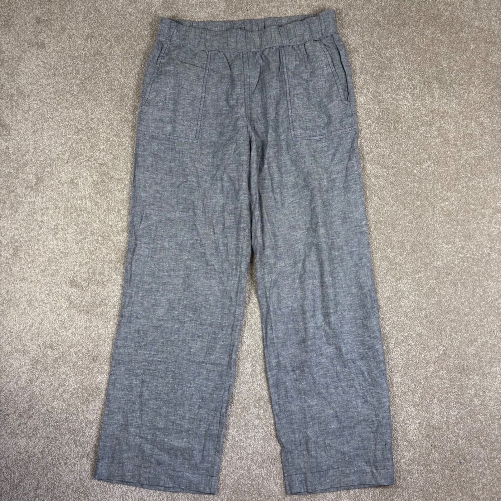 Toad&Co Women Blue Gray Hemp Tencel Blend Wide Leg Elastic Waist Pants Size S